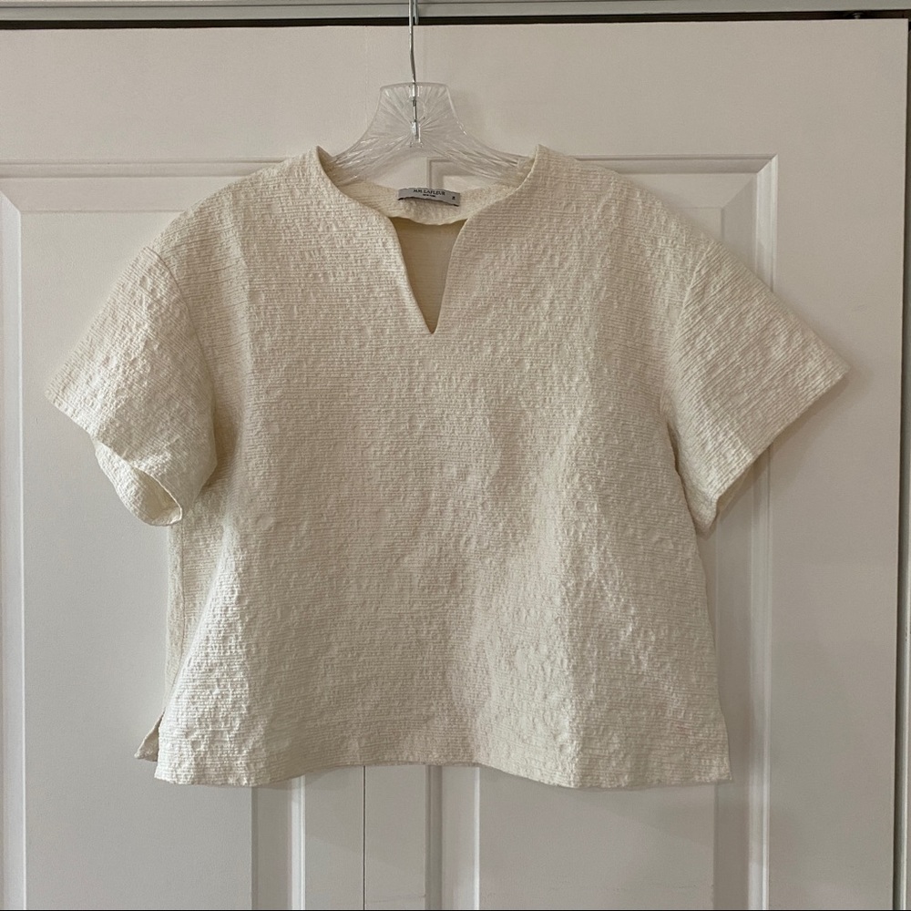 White MM Lafleur Sjoerdina Cotton Jacquard Top M